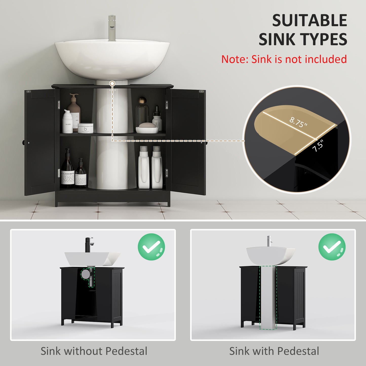 The "Vanity-Vibe" Under-Sink Pedestal Cabinet | Universal U-Shape Bathroom Organizer