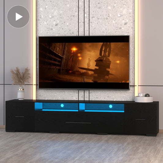 80" LED TV Stand with App Control - RGB Entertainment Center with Storage for Living Room or Gaming Setup