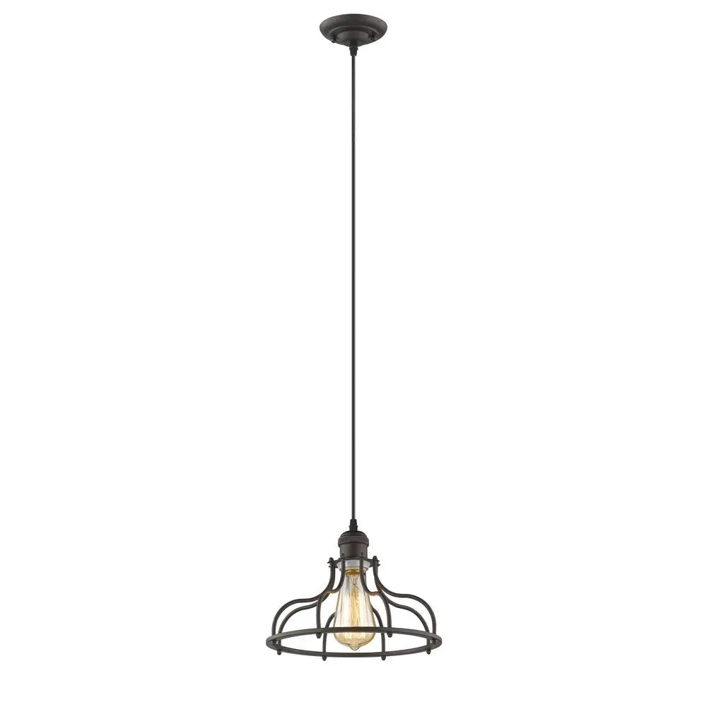 Jaxon 10" Industrial Bell-Cage Mini Pendant - Oil Rubbed Bronze