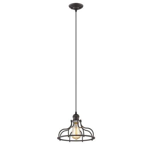 Jaxon 10" Industrial Bell-Cage Mini Pendant - Oil Rubbed Bronze