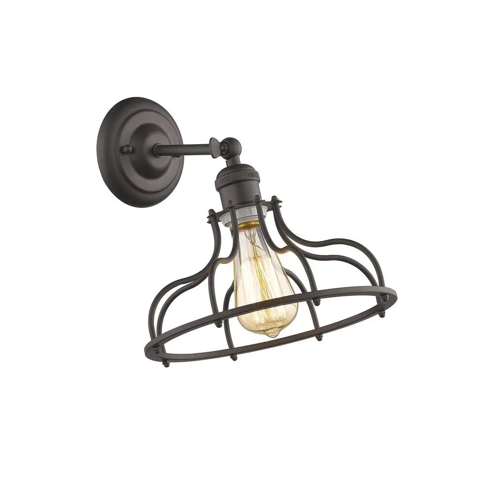 Jaxon 10" Industrial Bell-Cage Wall Sconce - Oil Rubbed Bronzed