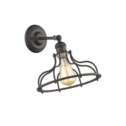 Jaxon 10" Industrial Bell-Cage Wall Sconce - Oil Rubbed Bronzed