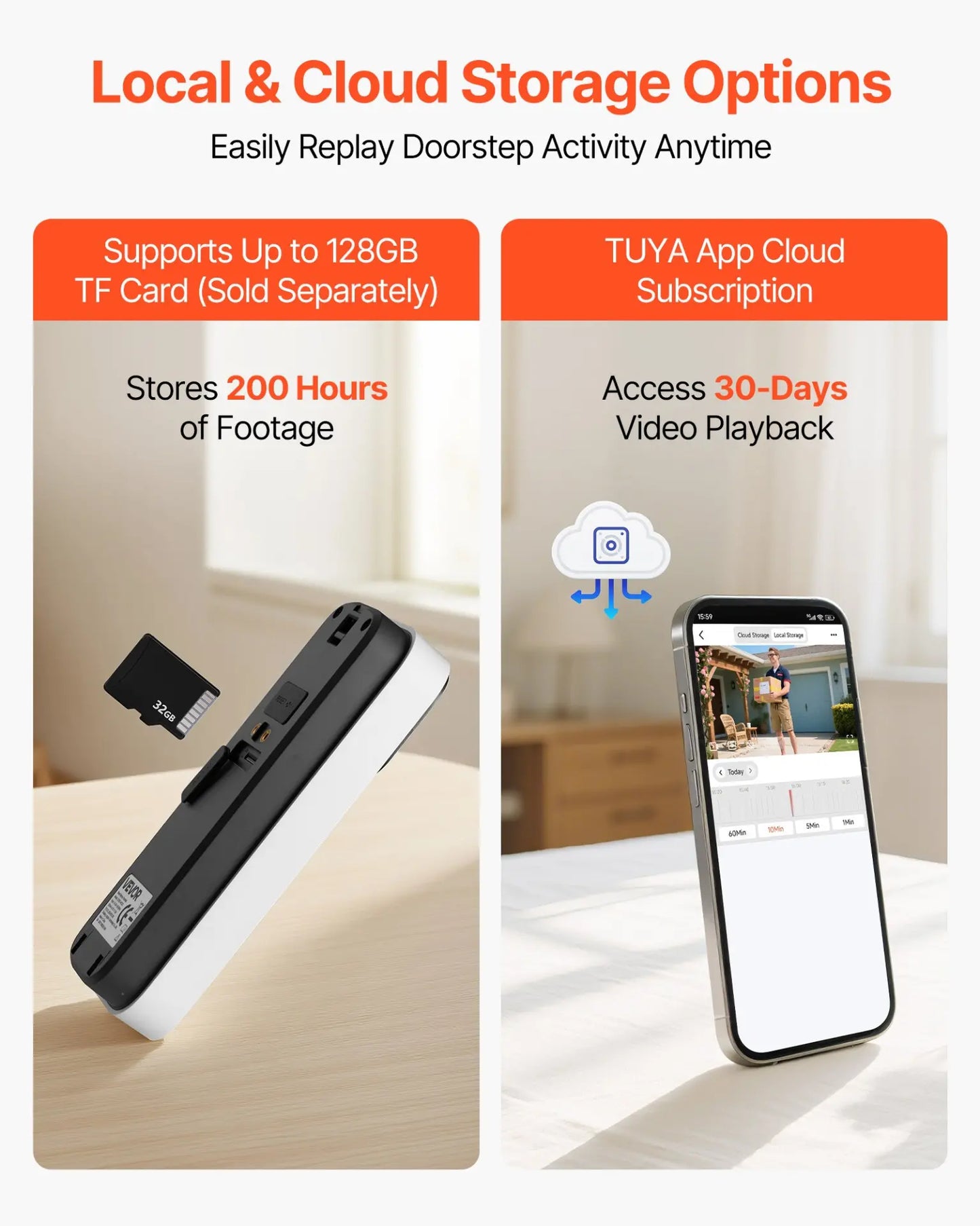 VEVOR 2K Ultra HD Wireless Video Doorbell – 170° Wide View & Smart App Control