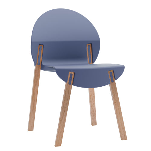 Modern Sculptural Stackable Dining Chairs Set of 4 - Loop Design Polypropylene Chairs with Solid Oak Legs