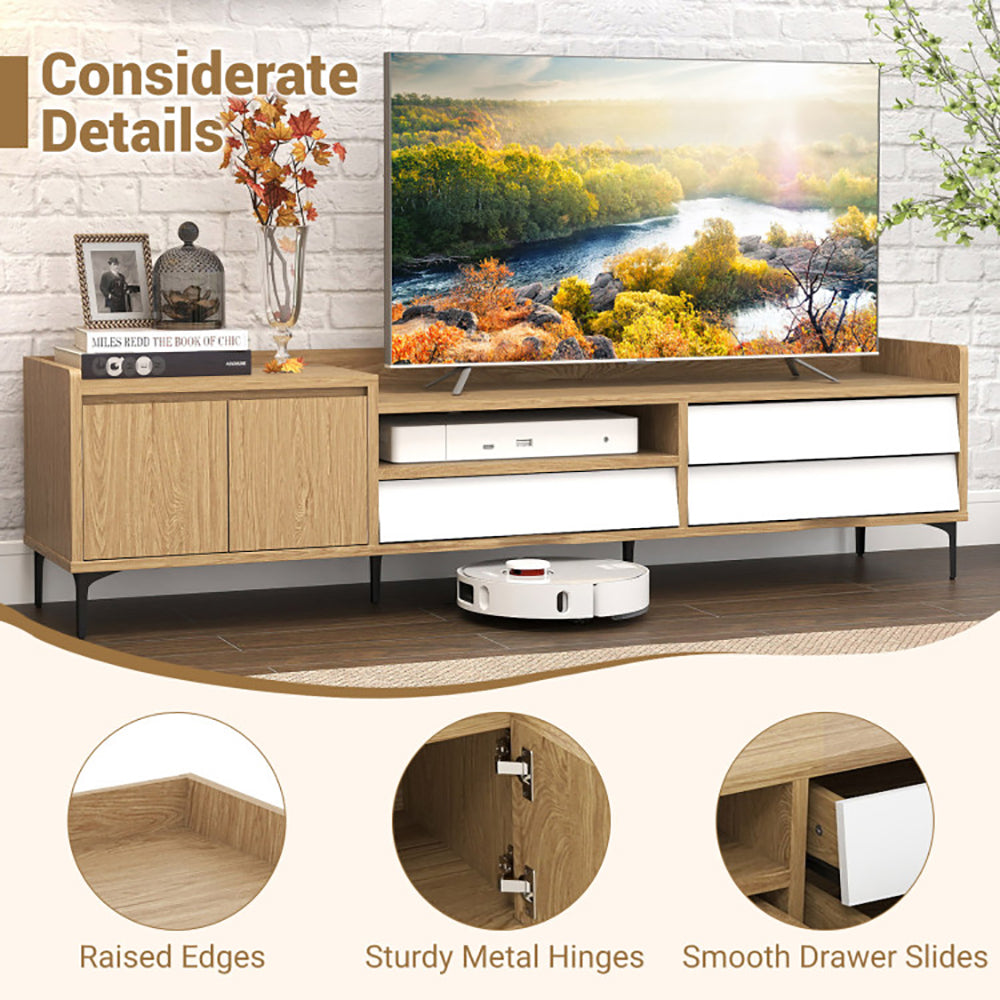 Mid-Century Modern TV Stand for TVs up to 80" - 71" Wood Entertainment Center with Drawers, Cabinet & Open Storage