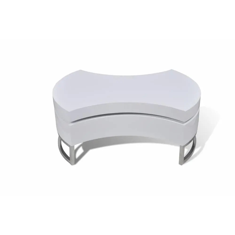 Modern Rotatable High-Gloss Coffee Table – Adjustable Tiered Design in Arctic White
