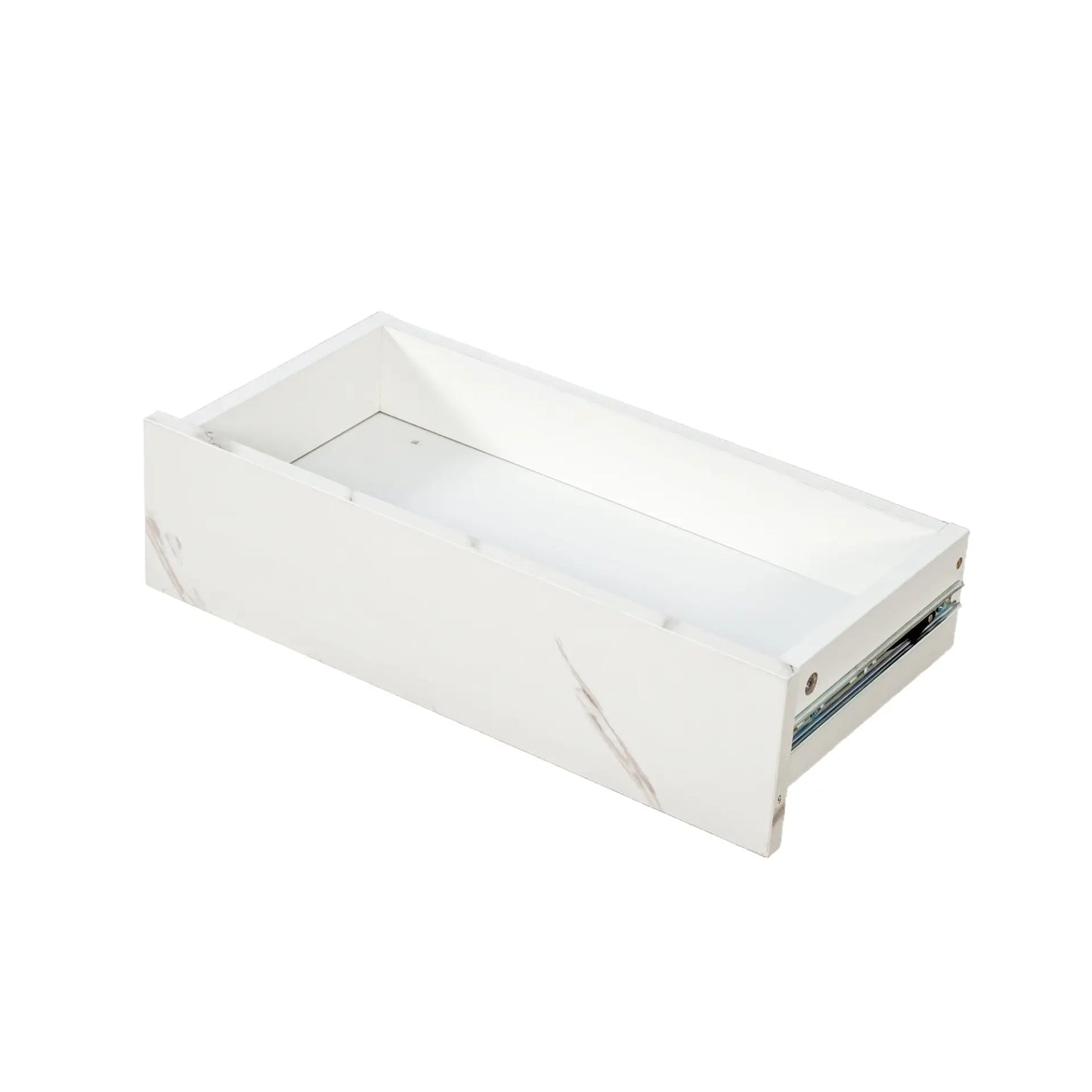 Modern Marble-Finish LED Coffee Table with Storage
