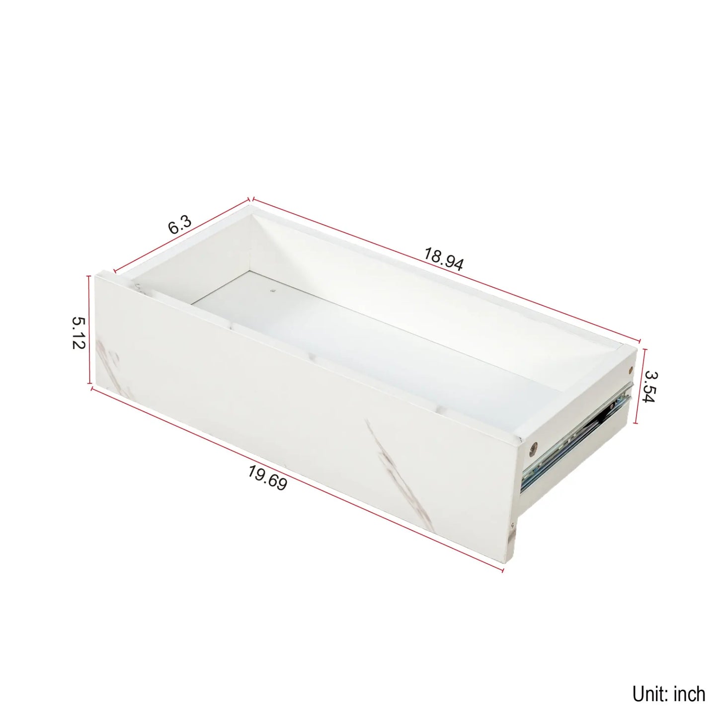 Modern Marble-Finish LED Coffee Table with Storage