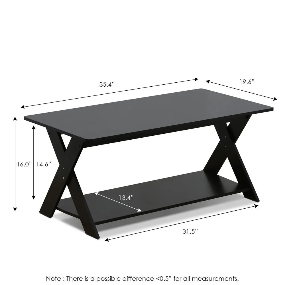 Furinno Modern Criss-Crossed Coffee Table with Storage Shelf – Espresso