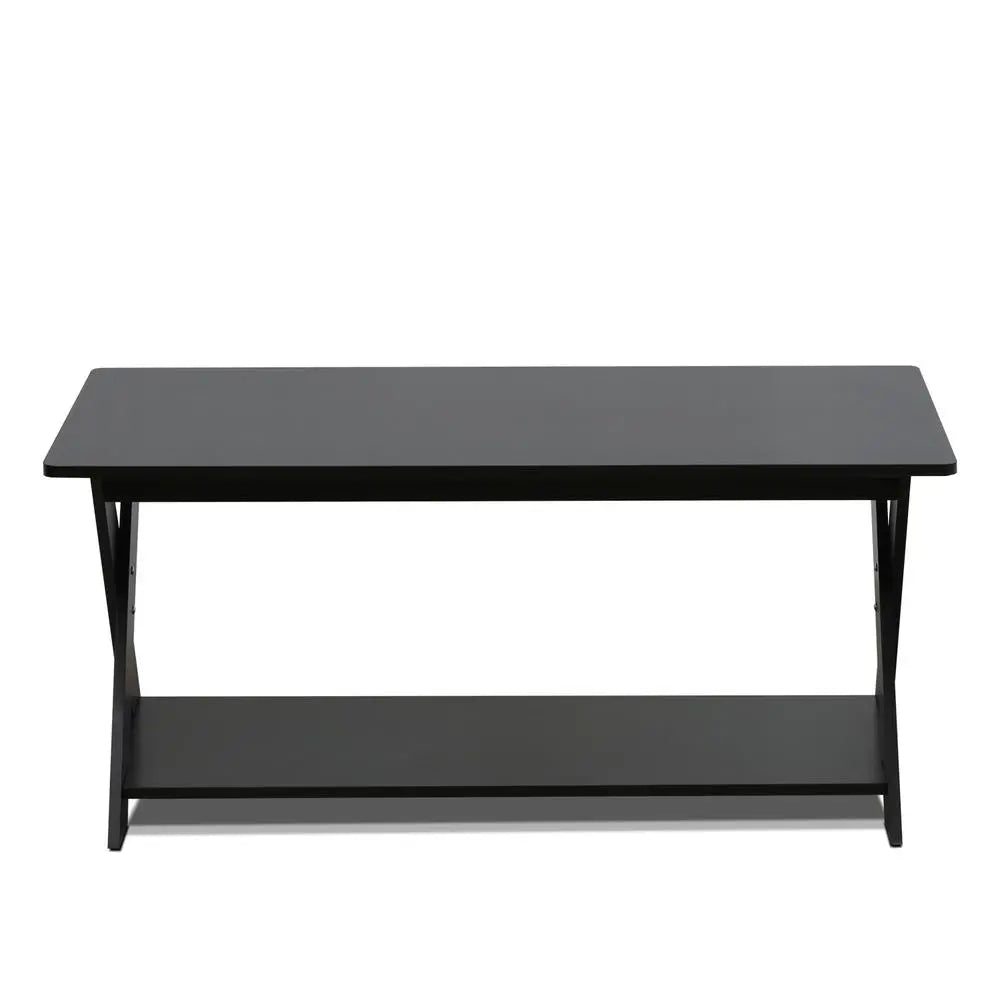 Furinno Modern Criss-Crossed Coffee Table with Storage Shelf – Espresso