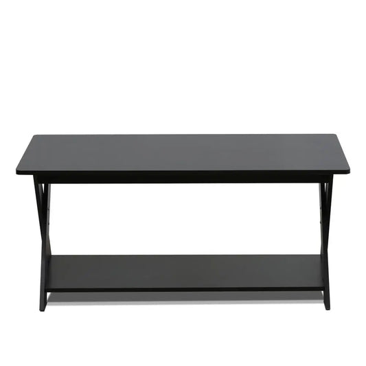 Furinno Modern Criss-Crossed Coffee Table with Storage Shelf – Espresso
