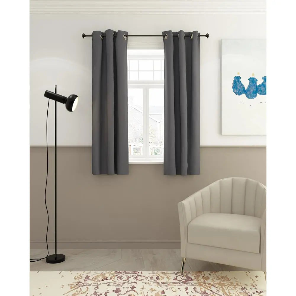 Furinno Collins 42x63 Thermal Blackout Curtain Panels – Set of 2, Dark Grey