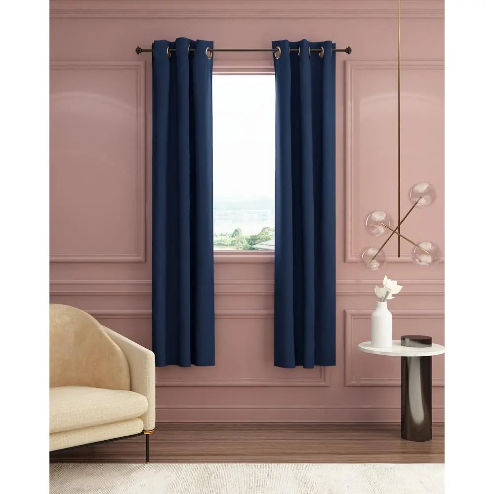 Furinno Collins 42x84 Thermal Blackout Curtain Panels – Set of 2, Navy Blue
