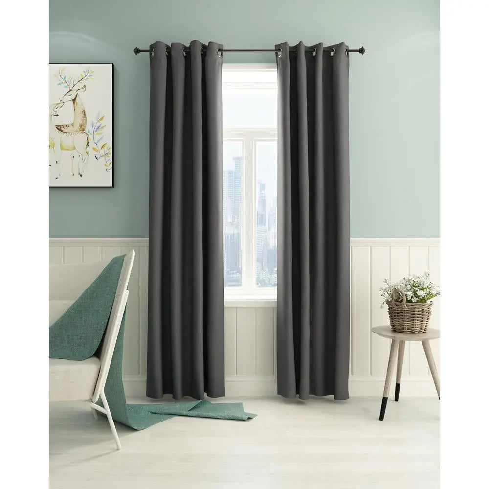 Furinno Collins 52x95 Extra-Long Thermal Blackout Curtain Panels – Set of 2, Dark Grey