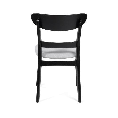 Mid-Century Dining Chairs Set of 2 - Wood Frame with Upholstered Seat (Light Gray)