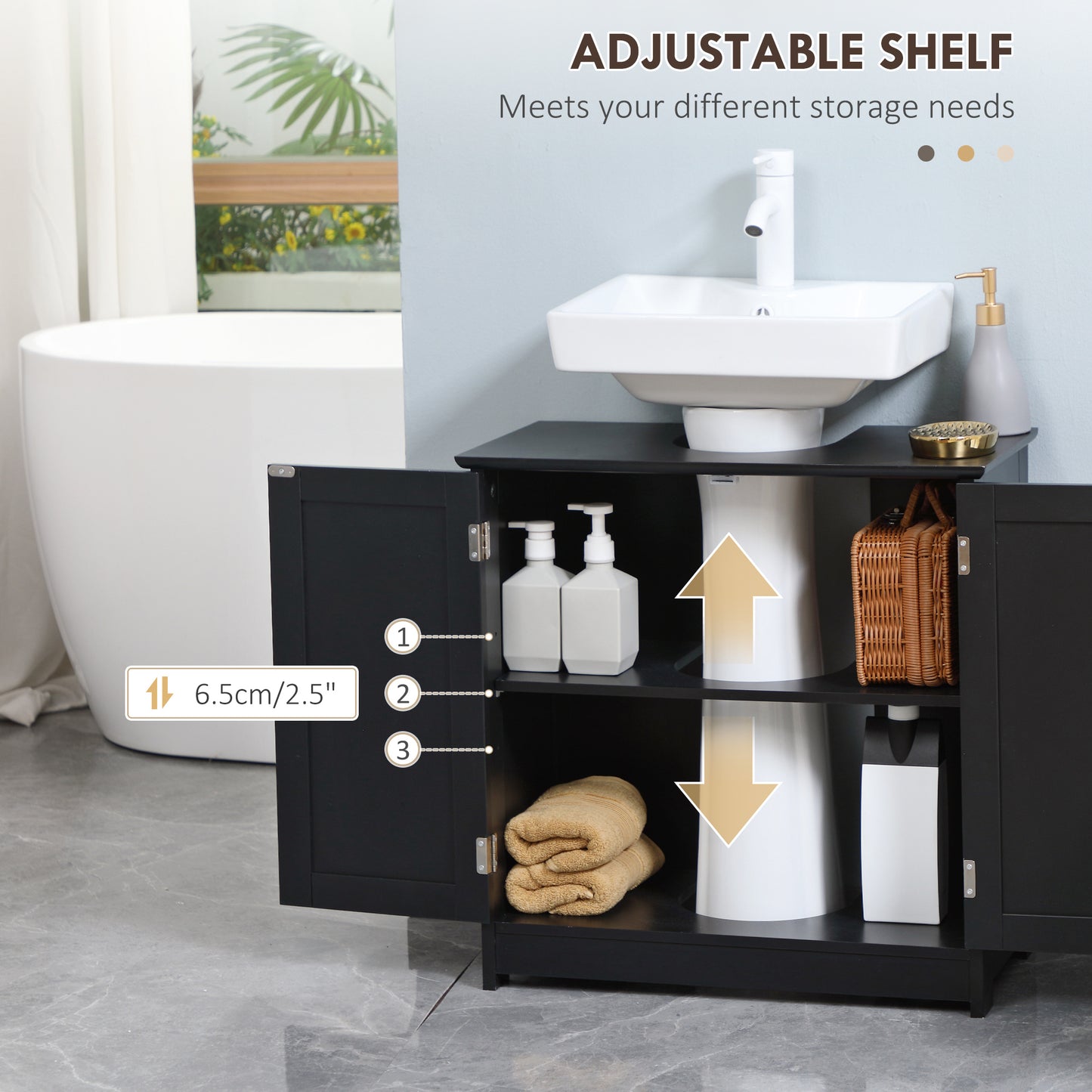 The "Vanity-Vibe" Under-Sink Pedestal Cabinet | Universal U-Shape Bathroom Organizer