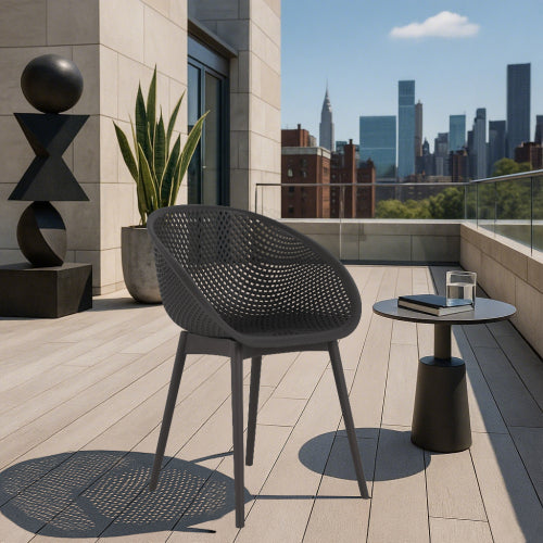 Modern Indoor & Outdoor Chairs (Set of 2) - All-Weather Patio Seating, Lightweight UV-Resistant Mesh Design