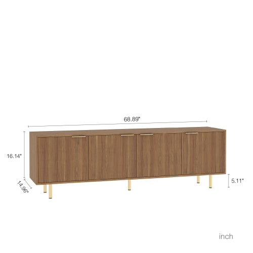 Modern 68" Fluted TV Stand with Storage Doors - Wood Media Console for 55" to 75" TVs