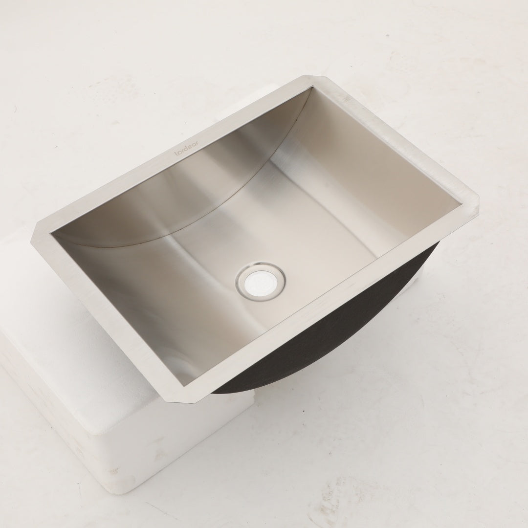 18" Stainless Steel Undermount Bathroom Sink with Pop-Up Drain - Compact, Durable & Easy-Clean
