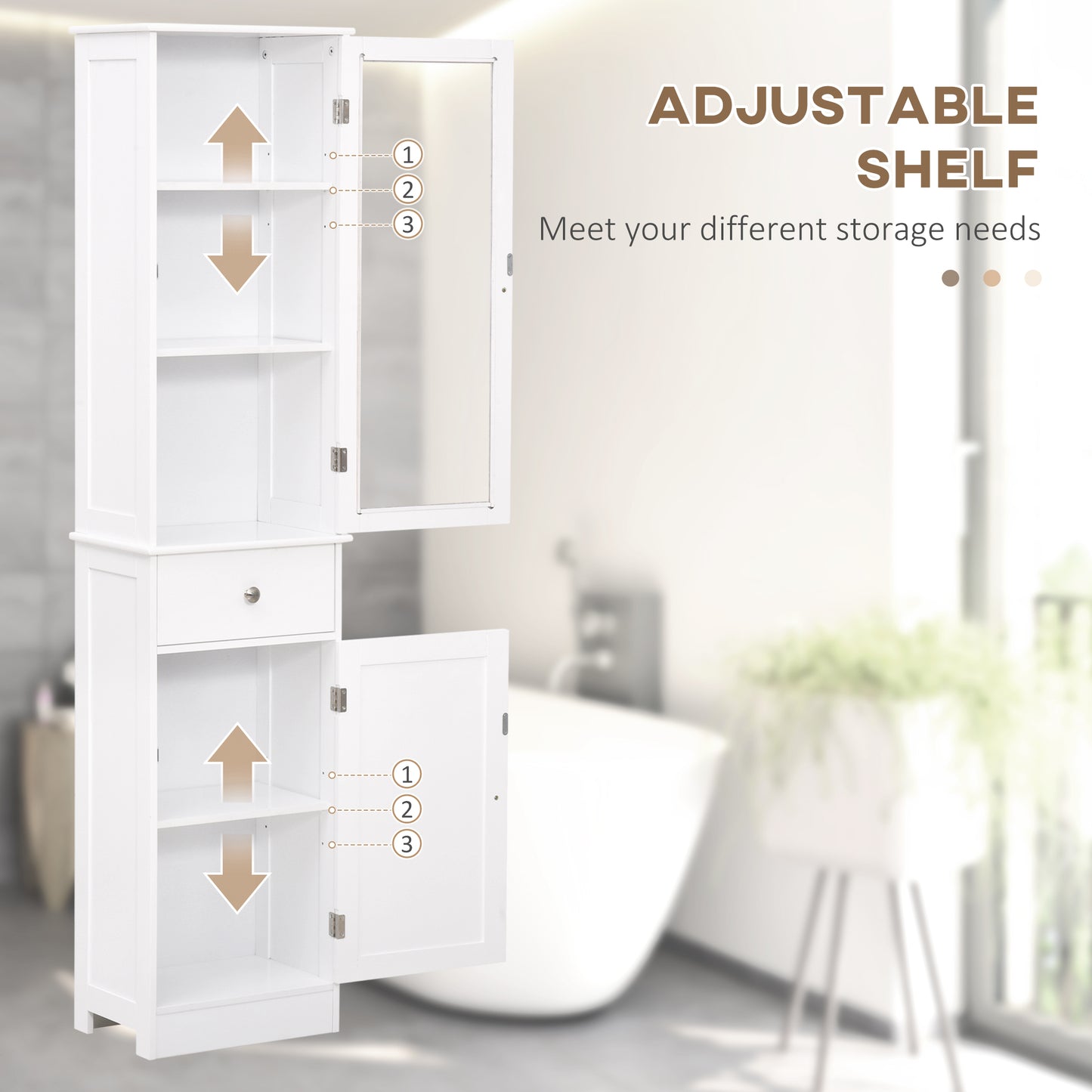 The "Spa-Saver" 67" Slim Linen Tower | Narrow Bathroom Organizer with Acrylic Showcase & Anti-Tip Safety