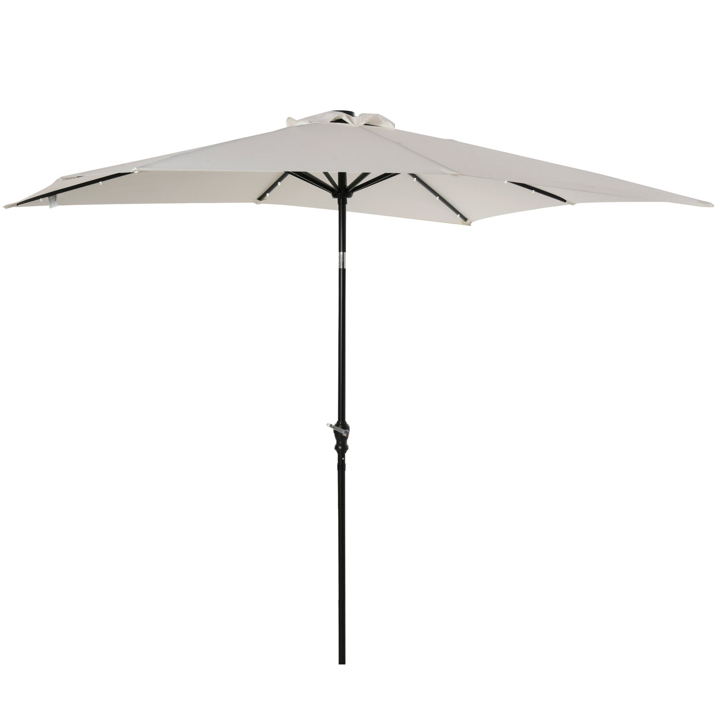 9x7ft Solar LED Patio Umbrella - Rectangular Outdoor Market Umbrella with Tilt & Crank (White)