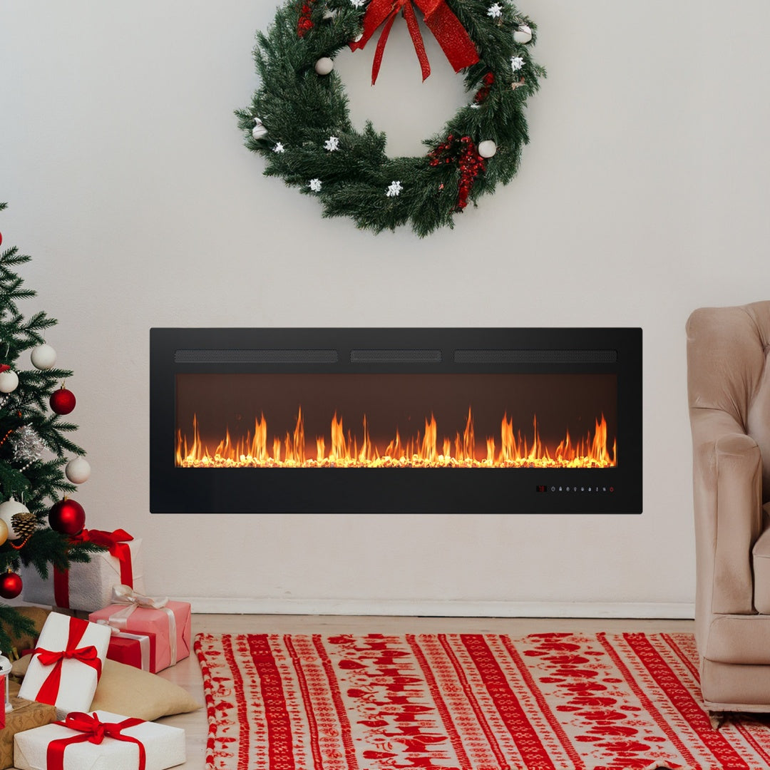 42" Electric Fireplace Insert Wall Mount or Recessed - 1500W Heater, 13 Flame Colors, Remote Control