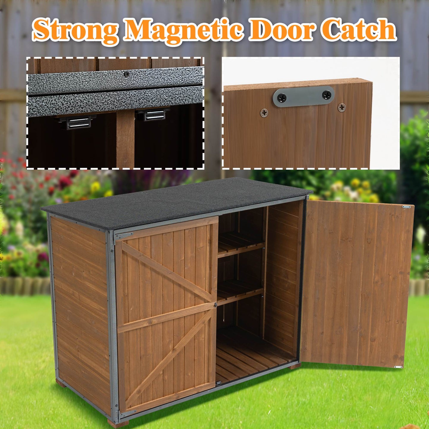 Outdoor Storage Cabinet - 50" Garden Tool Shed with Shelves & Weather-Resistant Frame (Brown)