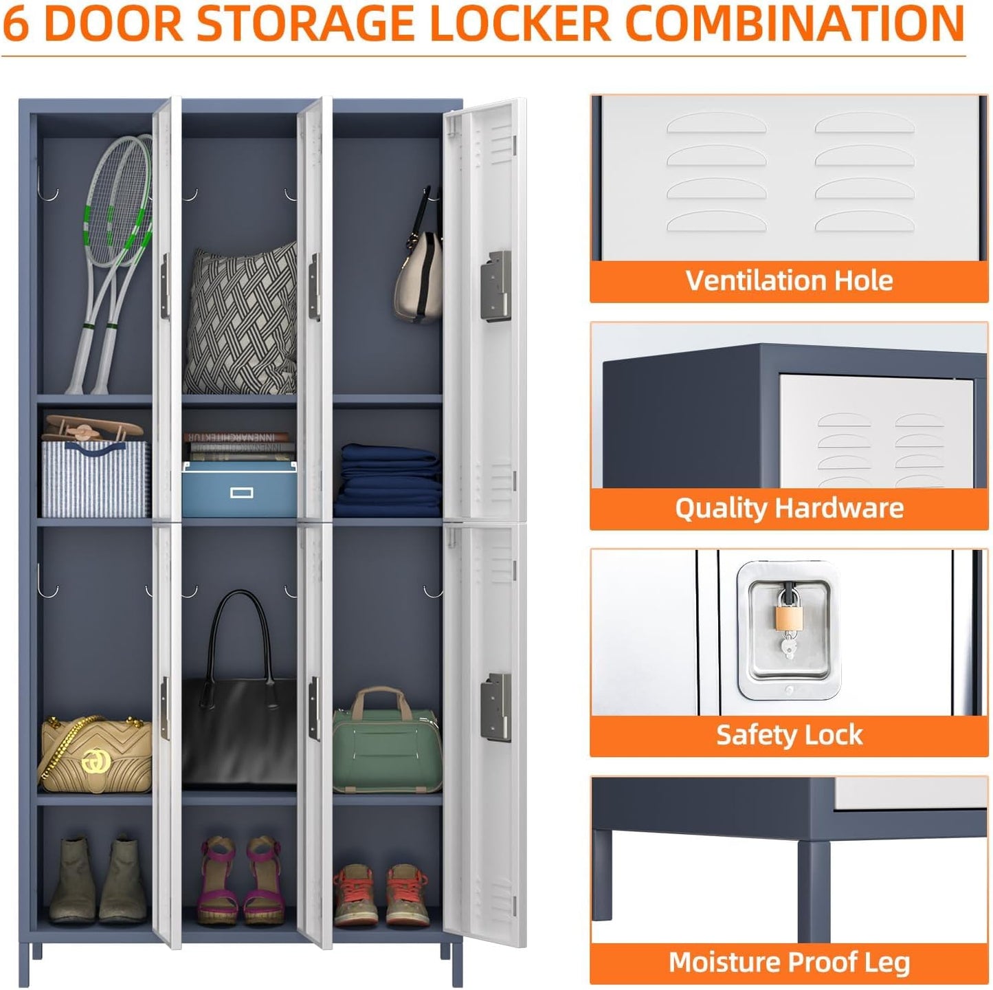 The "Guest-Ready" 6-Door Industrial Locker | Secure Multi-Guest Storage Cabinet