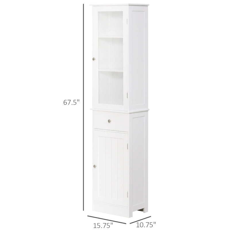 The "Spa-Saver" 67" Slim Linen Tower | Narrow Bathroom Organizer with Acrylic Showcase & Anti-Tip Safety