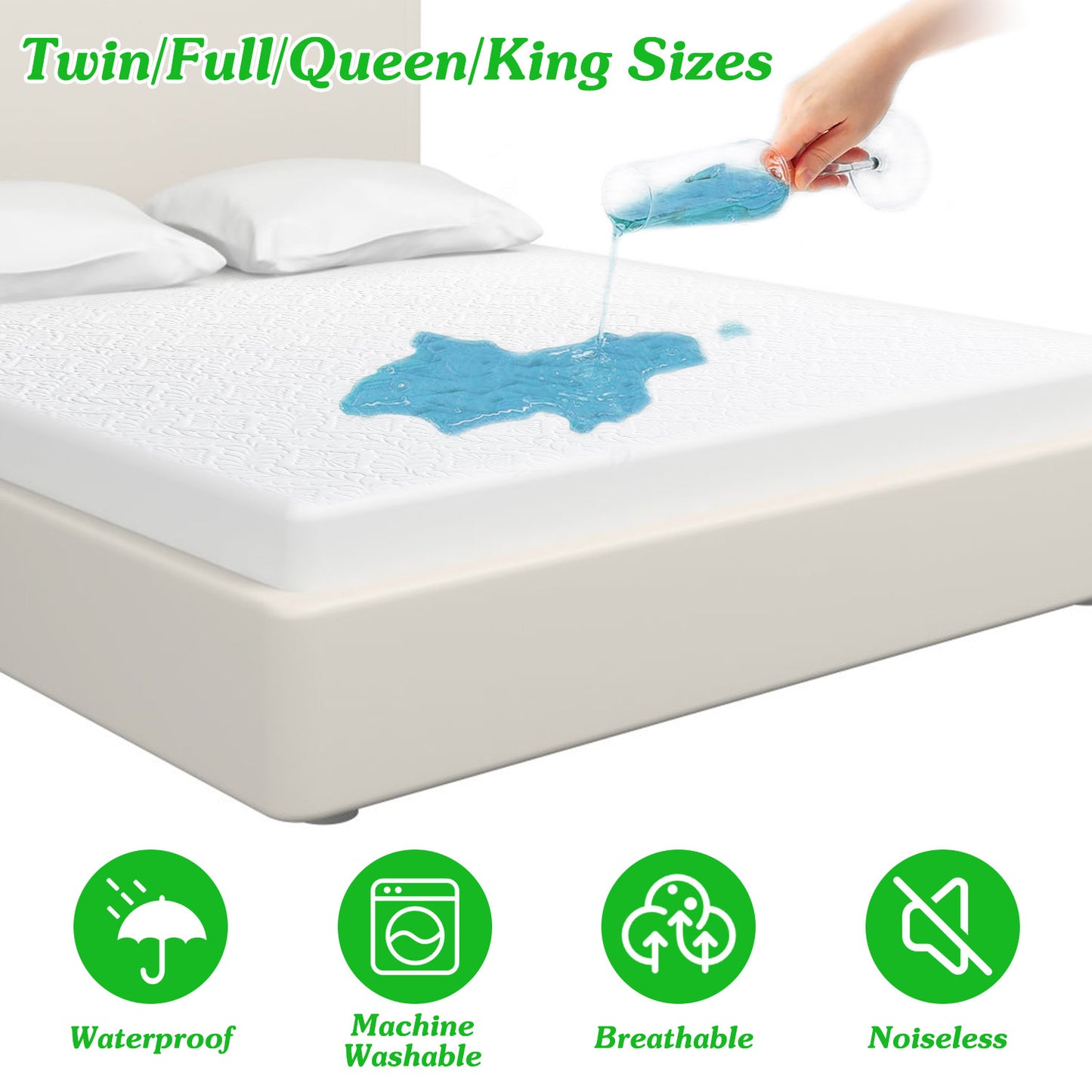Quiet Waterproof Mattress Protector - Soft Quilted Full Size Cover with Deep Pocket Fit (Up to 11")