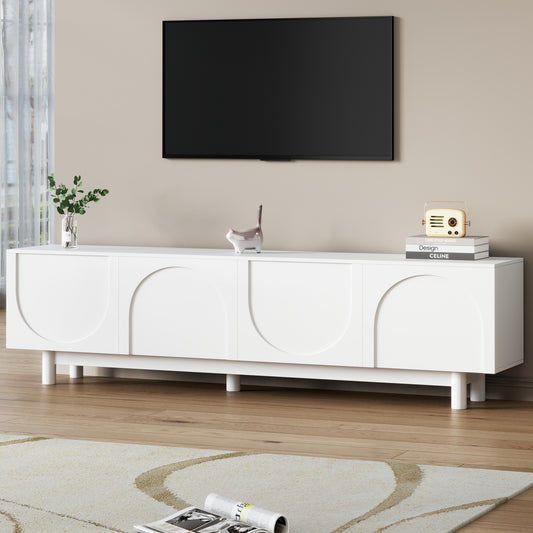 Modern White TV Stand with Arch Doors - 70.8" Minimalist Entertainment Center for TVs up to 78"