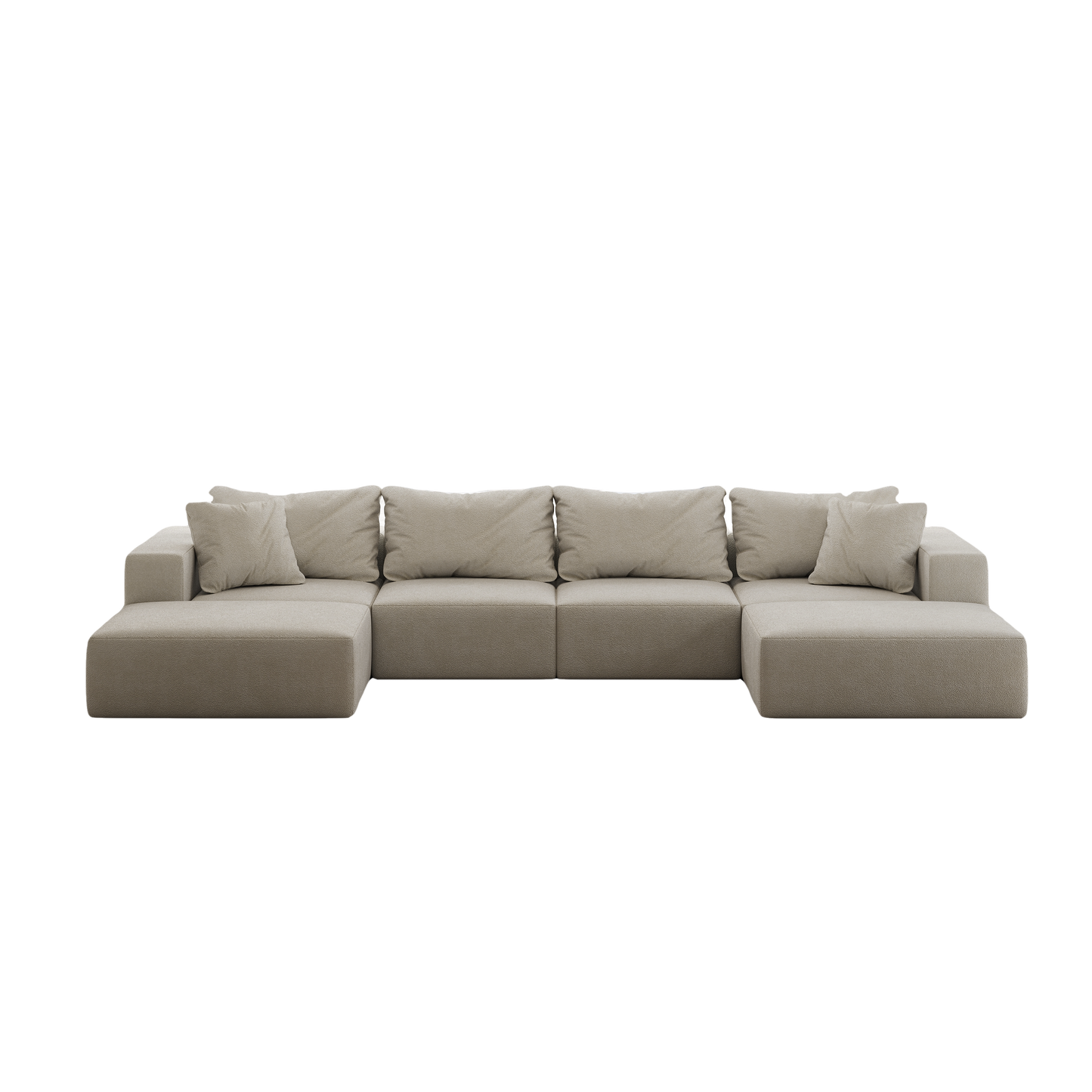 162" Oversized Modular Cloud Sectional Sofa - L-Shaped Chenille Upholstered Couch with Ottoman, 6 Pillows (Beige)