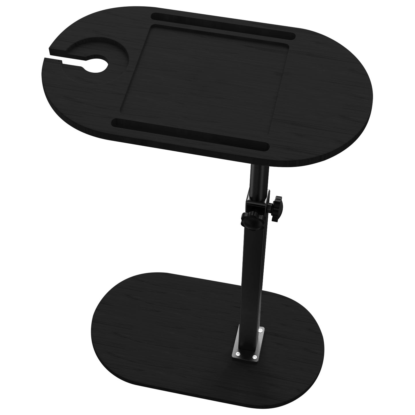 Adjustable C-Shaped Bath Tray Table - 360 degree Rotating Bamboo Bath Caddy for Tub, Sofa or Bed, Freestanding Side Table