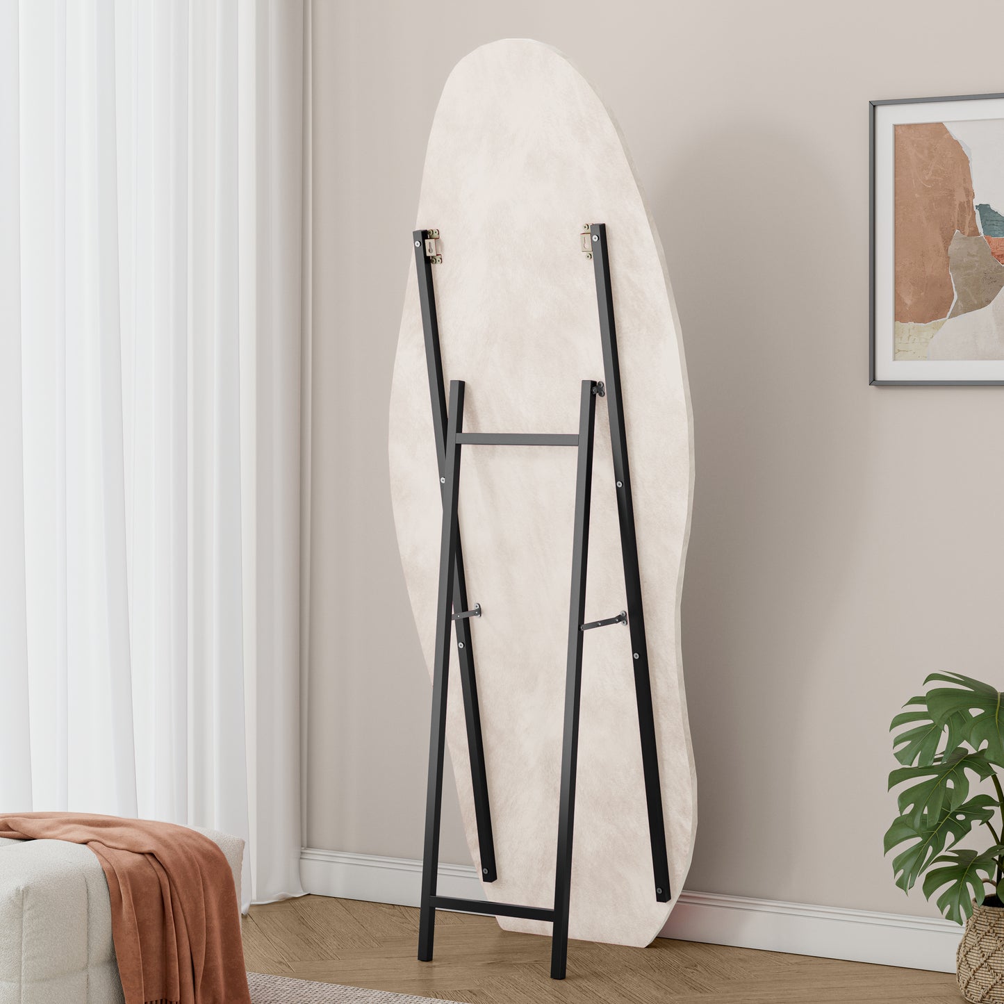 The "Social-Ready" 63" Irregular Wavy Mirror | Flannel-Wrapped Luxury Full-Length Floor & Wall Mirror