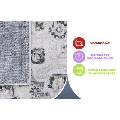 Ivory Accent Rug 2x3 | Soft Non-Shedding Entryway & Bedside Rug, Stain-Resistant