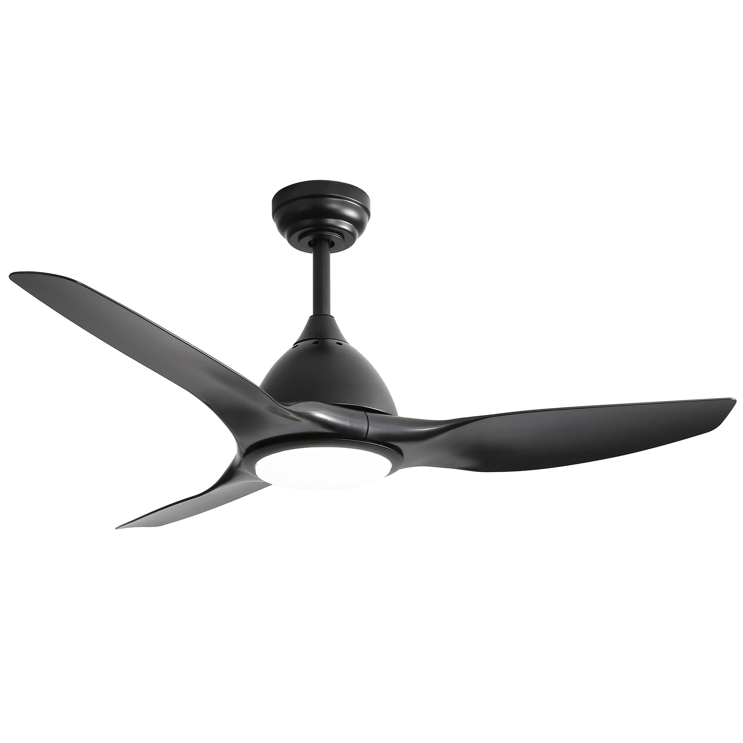 52" Modern Ceiling Fan with Light - 3-Blade ABS Airplane Style Fan with Remote, 3-Speed & Dimmable LED (Black)