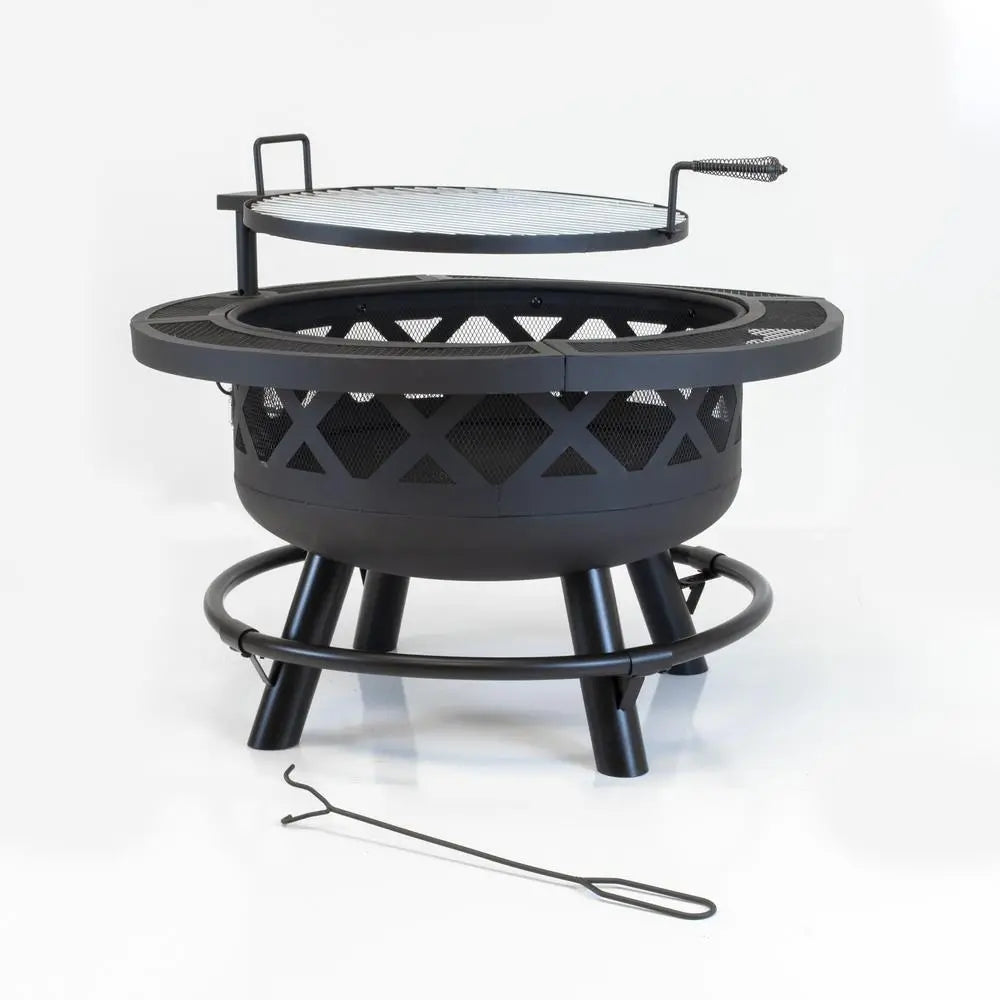 Roundup Ranch 32" Wood Burning Fire Pit with 20" Adjustable Swivel Grill