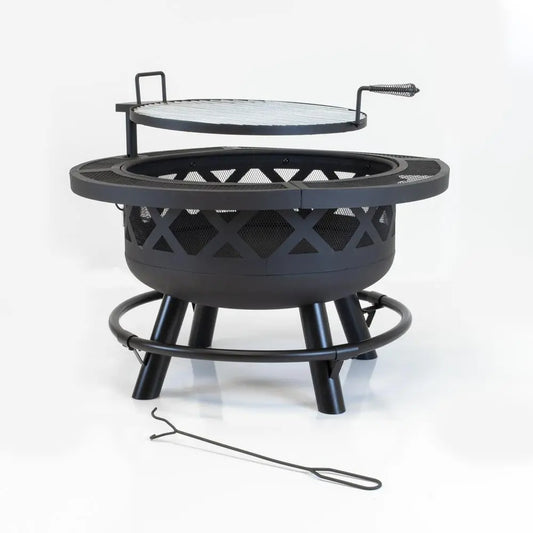 Roundup Ranch 32" Wood Burning Fire Pit with 20" Adjustable Swivel Grill