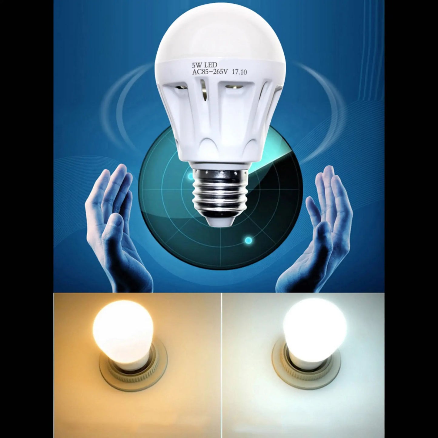 LED Motion Sensor Light Bulb – 360° Radar Detection (Bright White)
