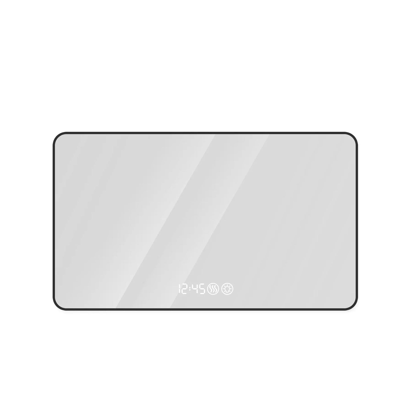 39" Modern LED Smart Bathroom Mirror – Black Frame with Time & Temperature Display