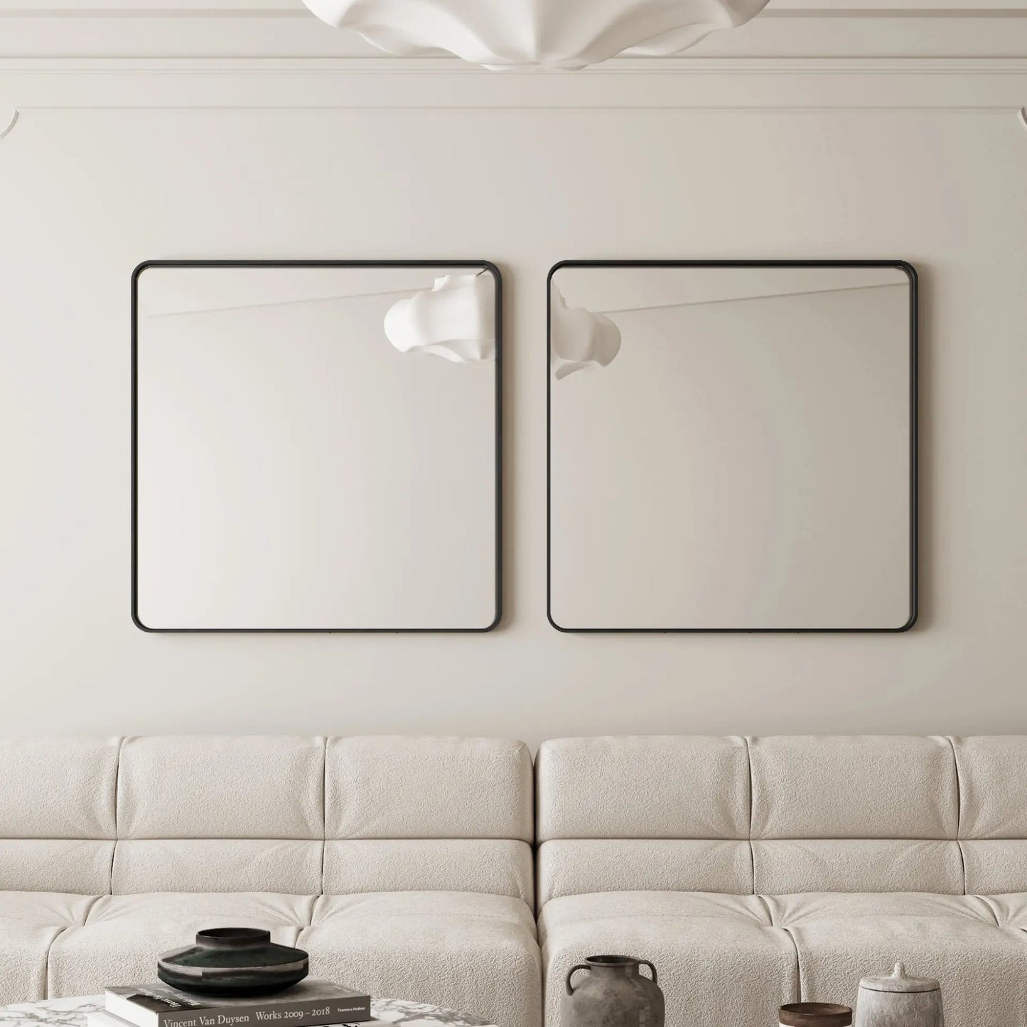 36" Modern Square Metal Framed Wall Mirror – Matte Black