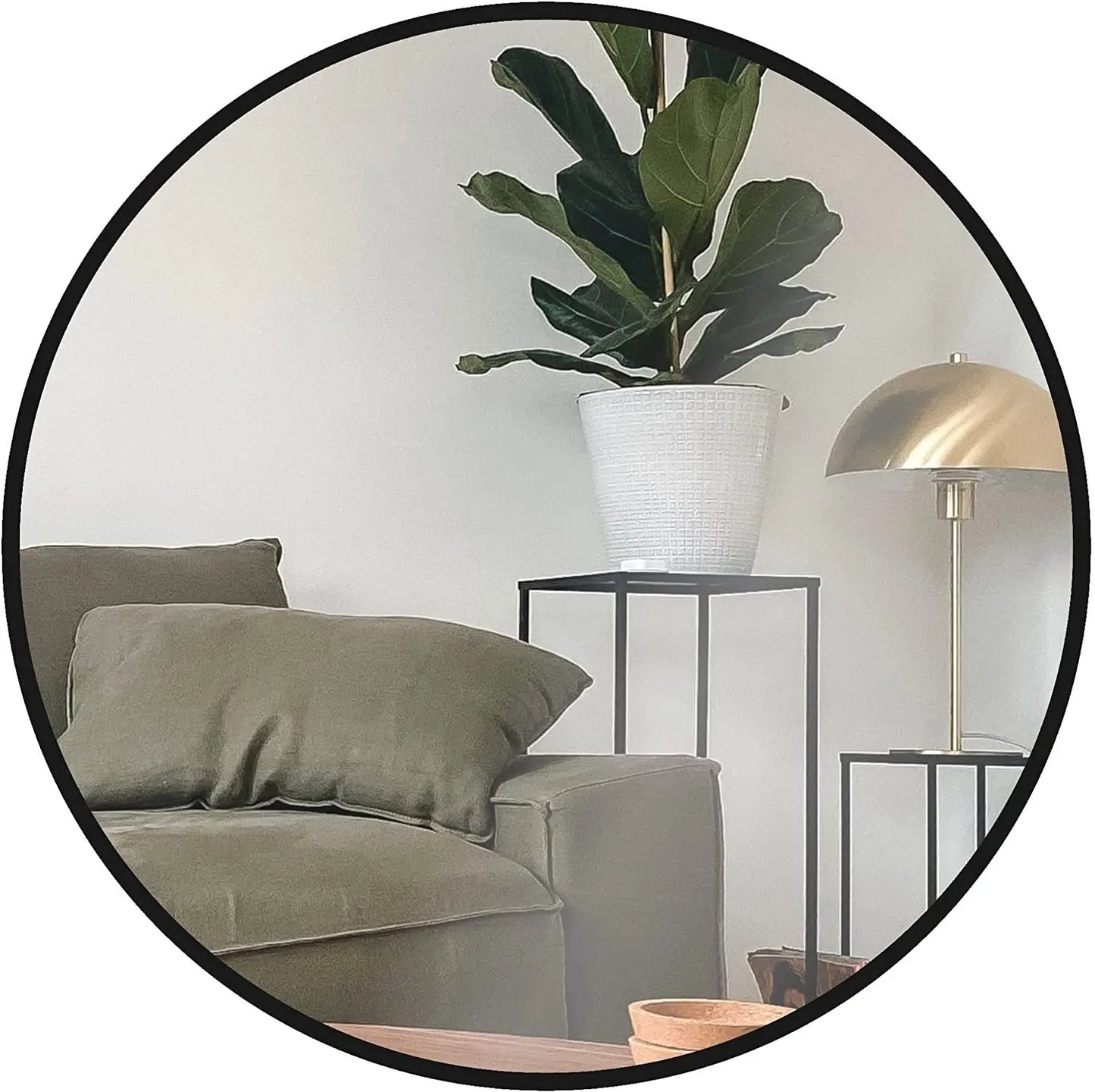 30" Modern Round Wall Mirror – Matte Black Aluminum Frame