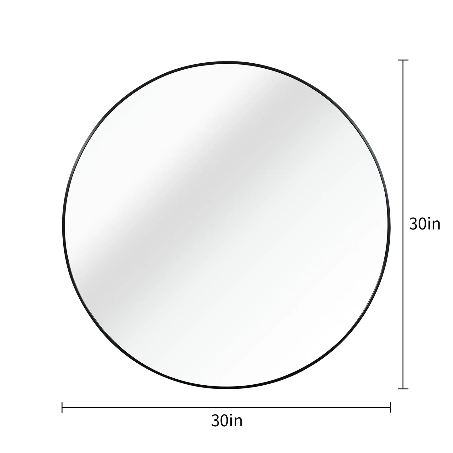 30" Modern Round Wall Mirror – Matte Black Aluminum Frame