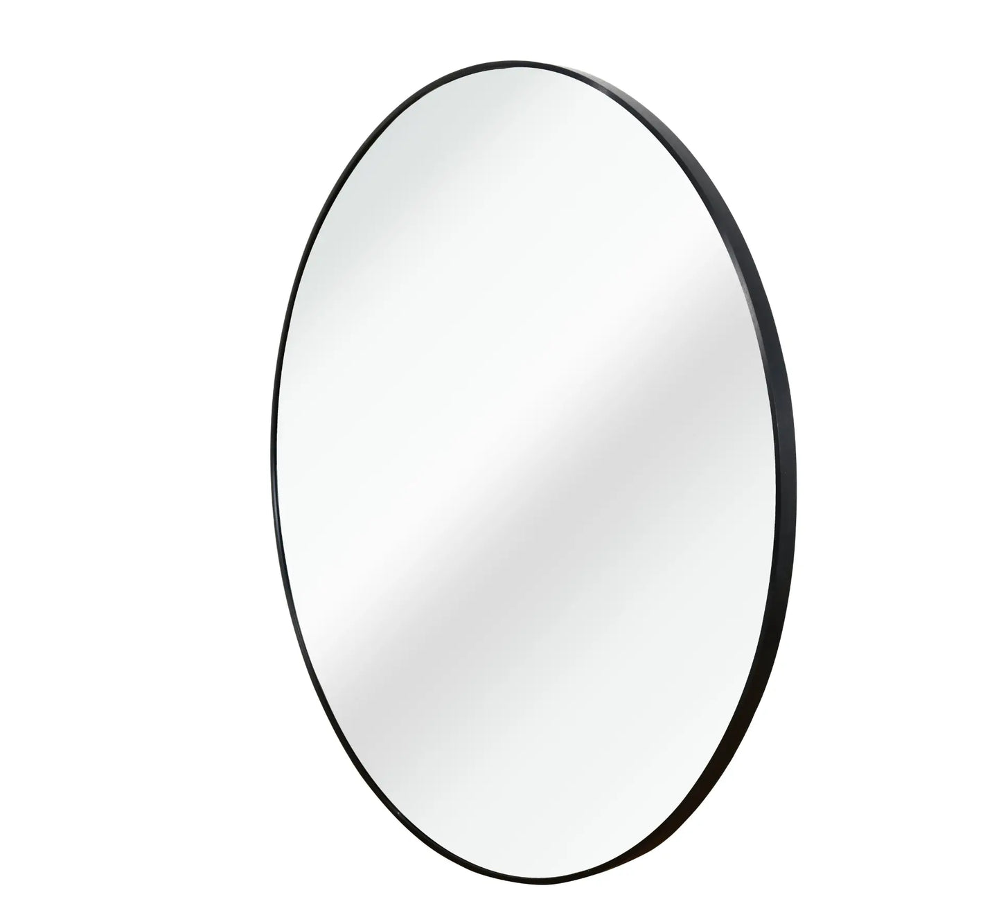 30" Modern Round Wall Mirror – Matte Black Aluminum Frame