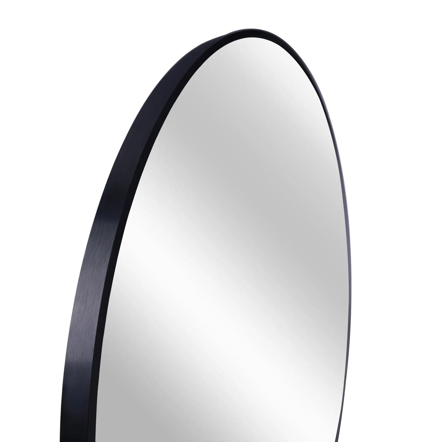 30" Modern Round Wall Mirror – Matte Black Aluminum Frame