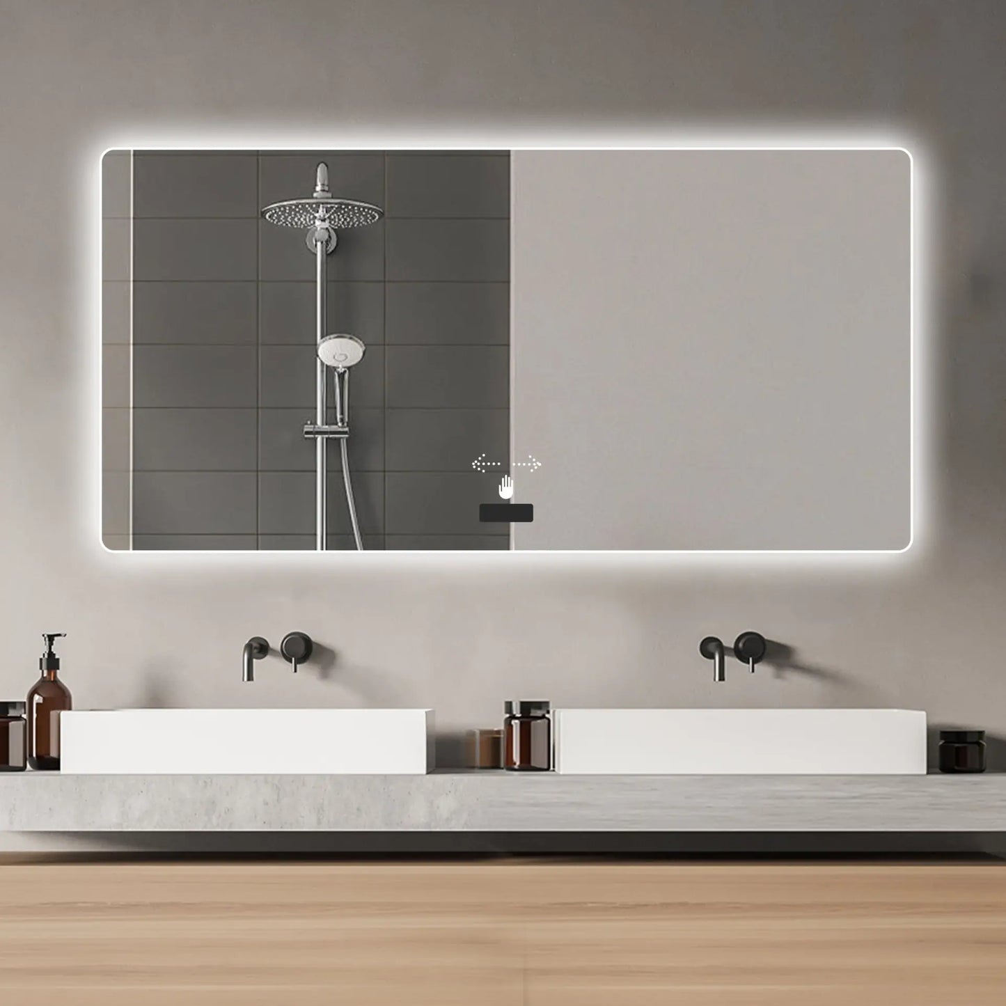 48" x 32" Smart LED Backlit Bathroom Mirror – Motion Sensor & Anti-Fog
