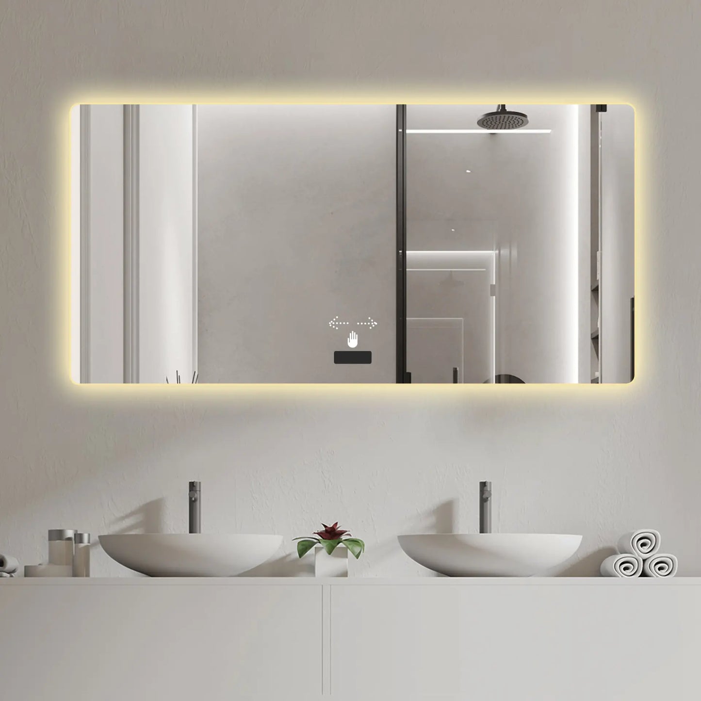 48" x 32" Smart LED Backlit Bathroom Mirror – Motion Sensor & Anti-Fog