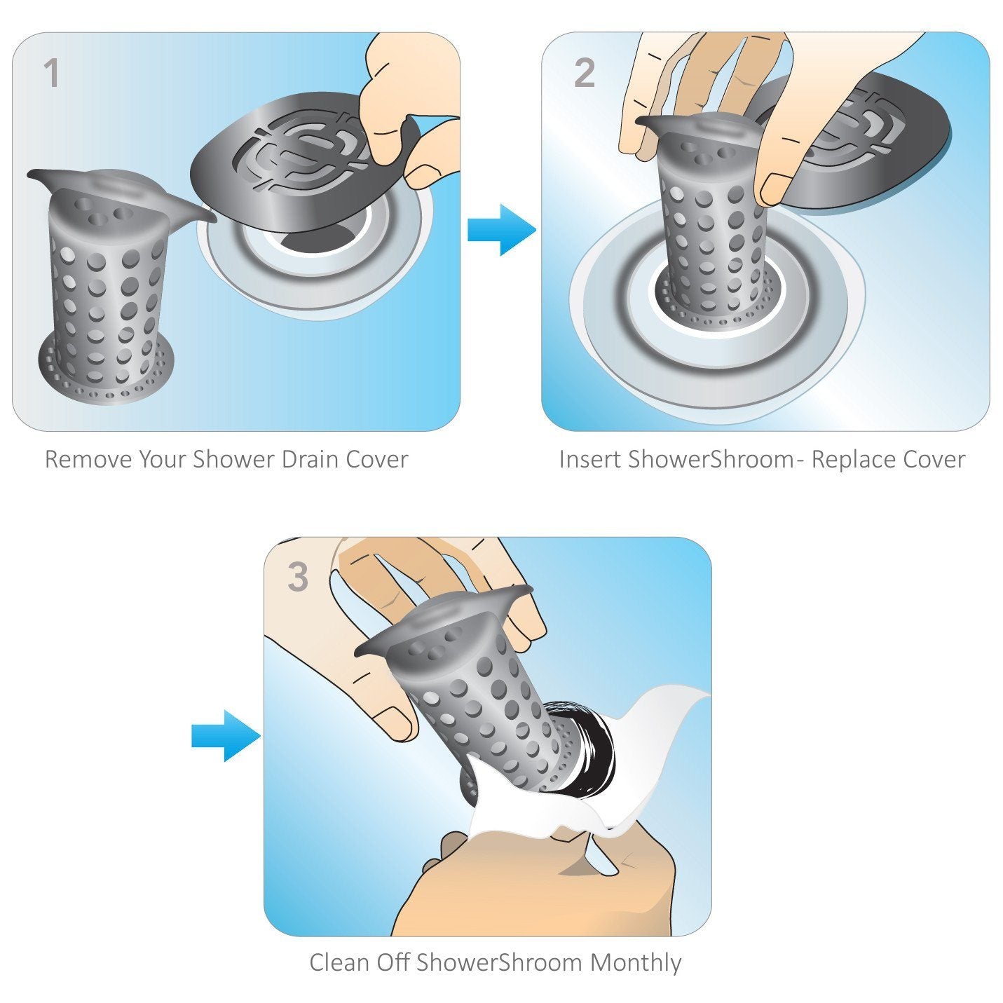 ShowerShroom Ultra - The Original 2" Hair Catcher & Drain Protector