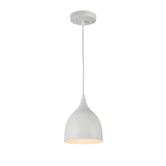 Walter 7" Industrial Matte White Pendant Light - Modern Retro Ceiling Fixture