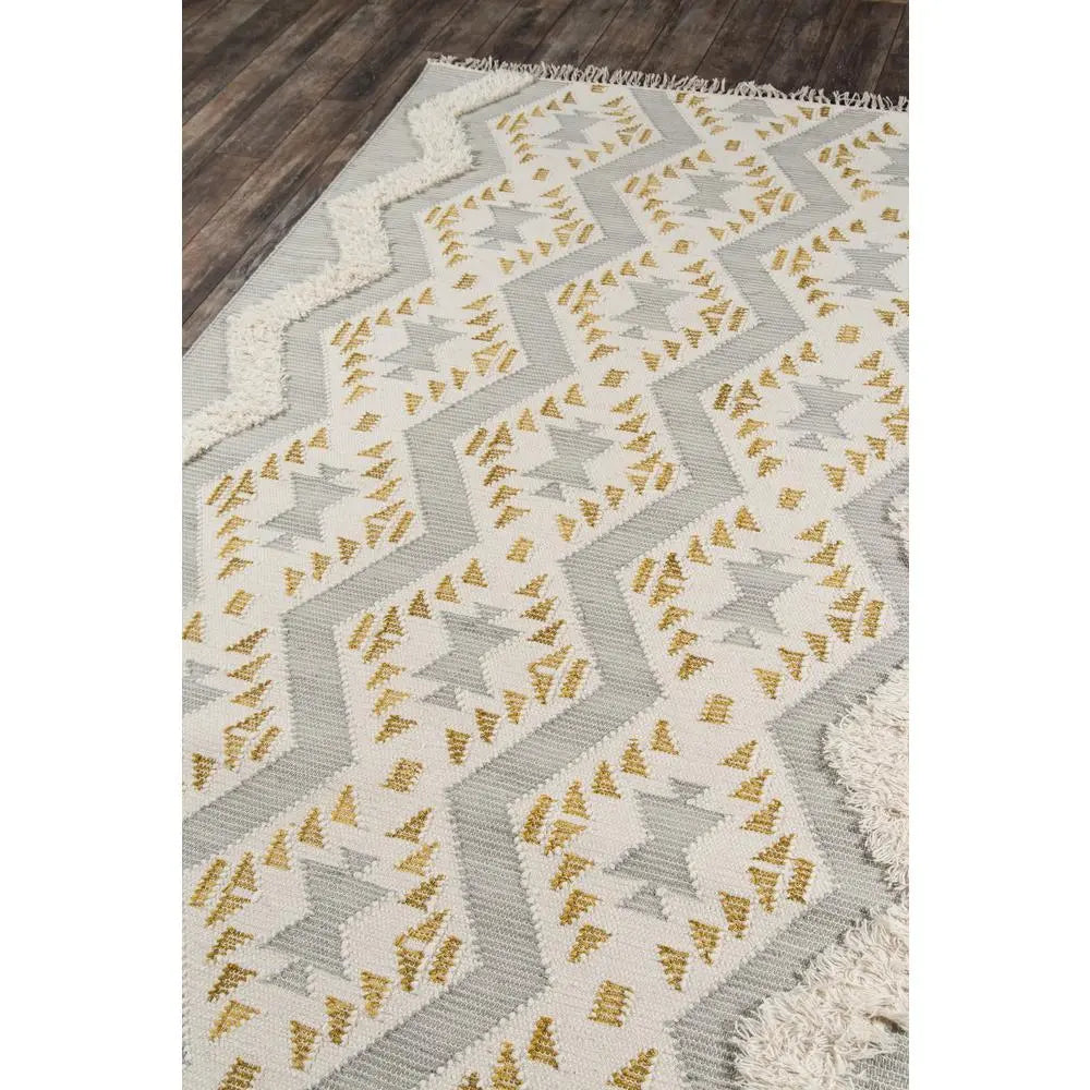Novogratz x Momeni 5x7 Gray Southwestern Handmade Wool Area Rug - Luxe Shaggy Tribal Medallion